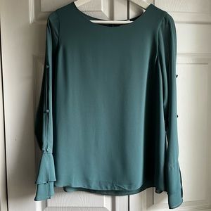 Naked Zebra long sleeve chiffon blouse - turquoise